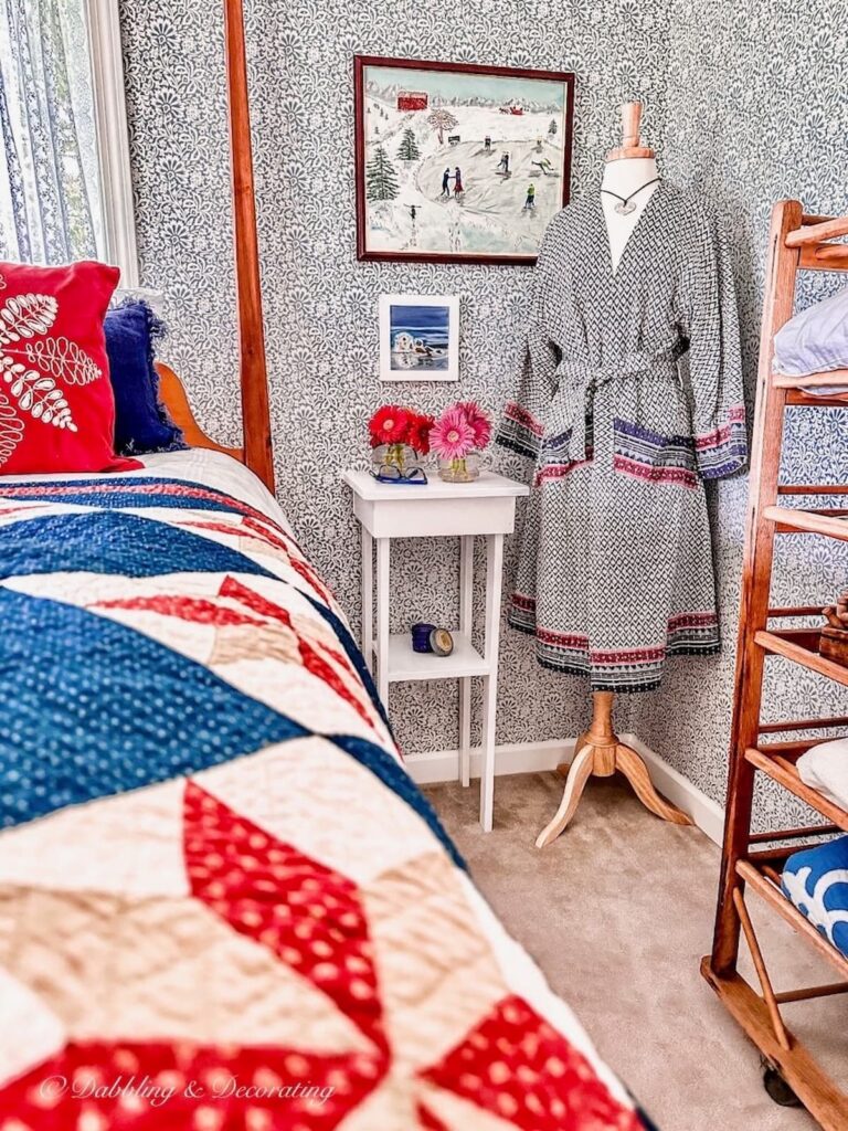 Country Bedroom Corner with Paintings