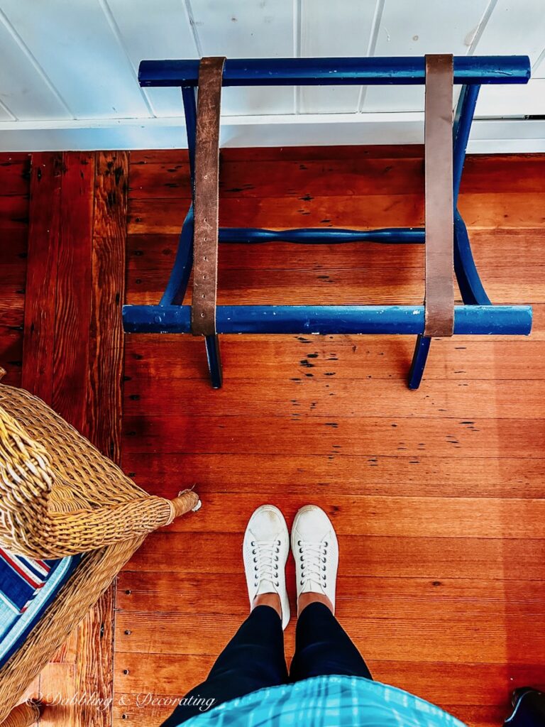 Vintage blue luggage Rack