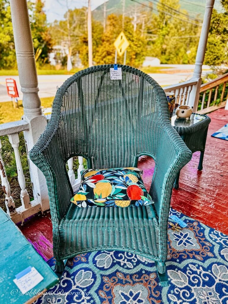 Green Rocking Chair on Porch at country estate sale