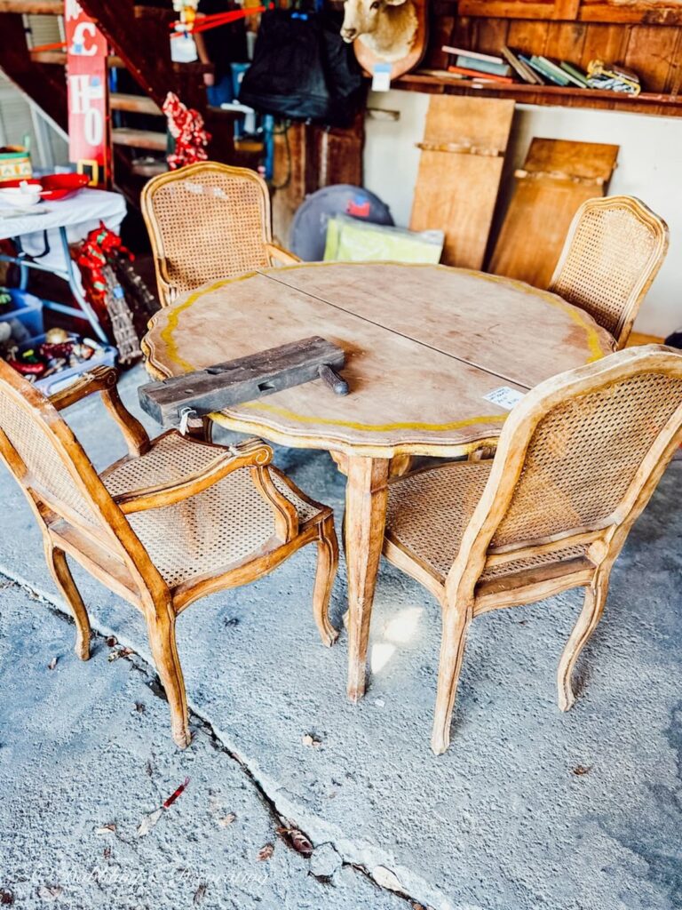 Antique Round Table and Chairs