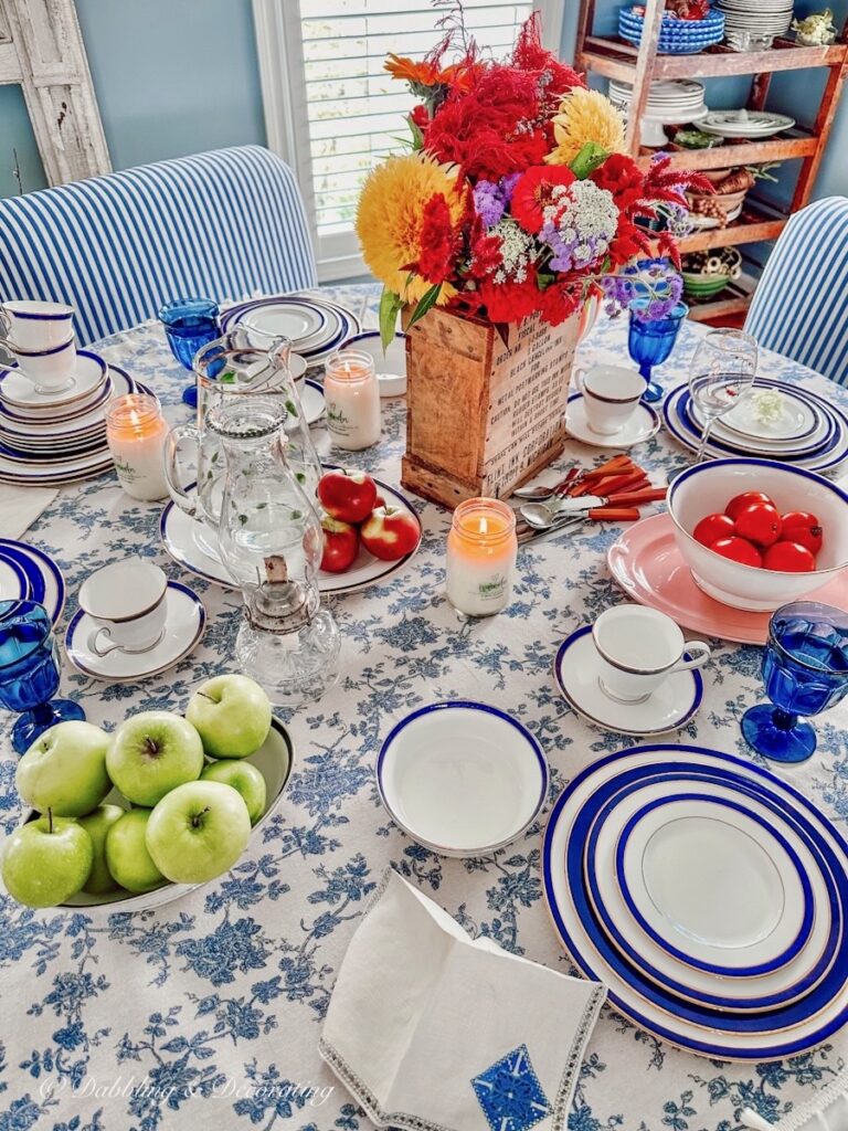 Fall Decor 2023 Blue and White Table Setting