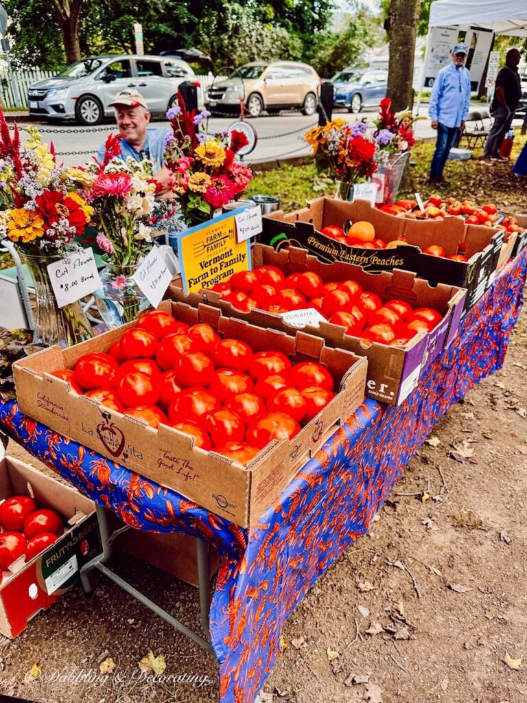 Farmer's Market Tomatos and Fall Flowers