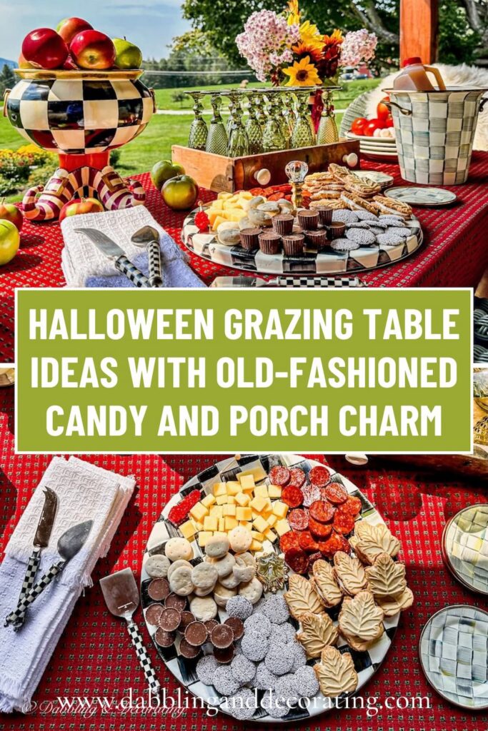 Halloween Grazing Table Ideas with Old-Fashioned Candy and Porch Charm
