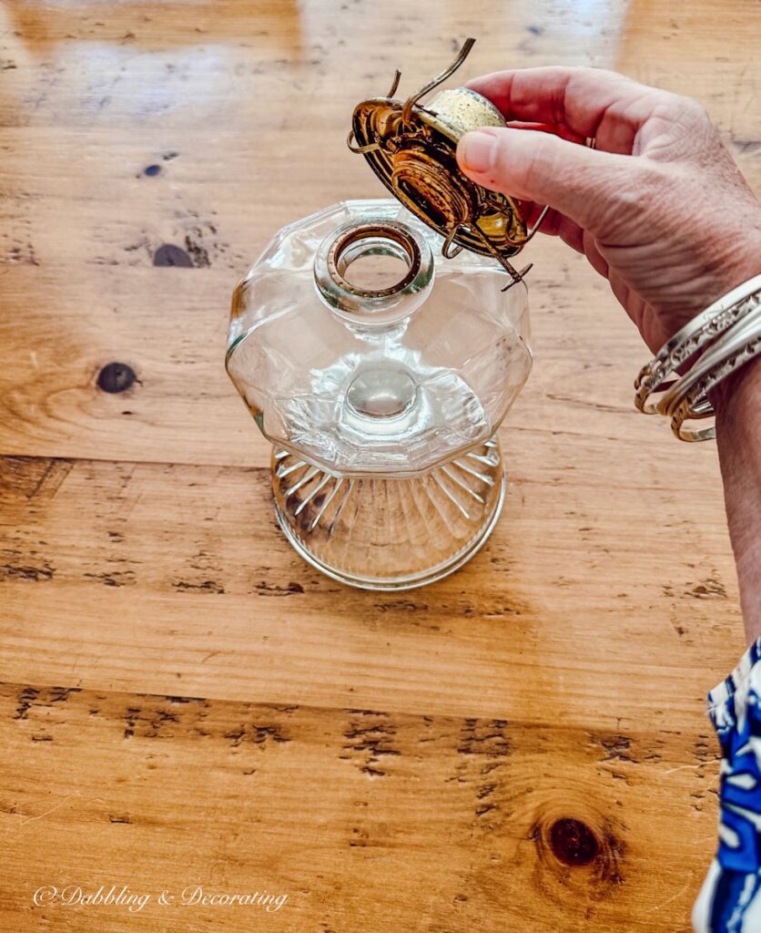 Removing Top of Vintage Oil Lamp