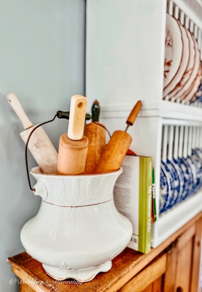White Grub Pot with Rolling Pin Collection