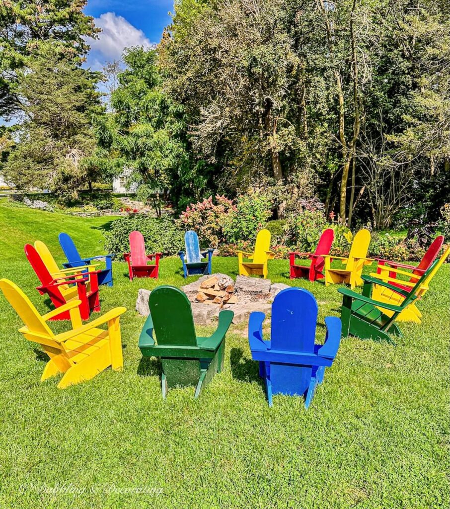 Fire Pit with Leisure Line Adirondack Chairs