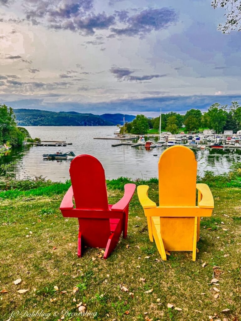 Red and Yellow Leisure Line Adirondack Chairs