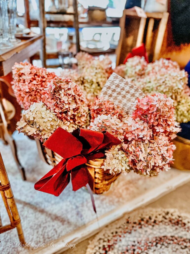 Basket of Fall Hydrangeas