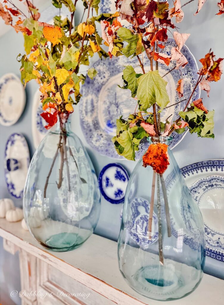 Foraging Foliage Leaves in Blue Bottles, Forage Arrangements