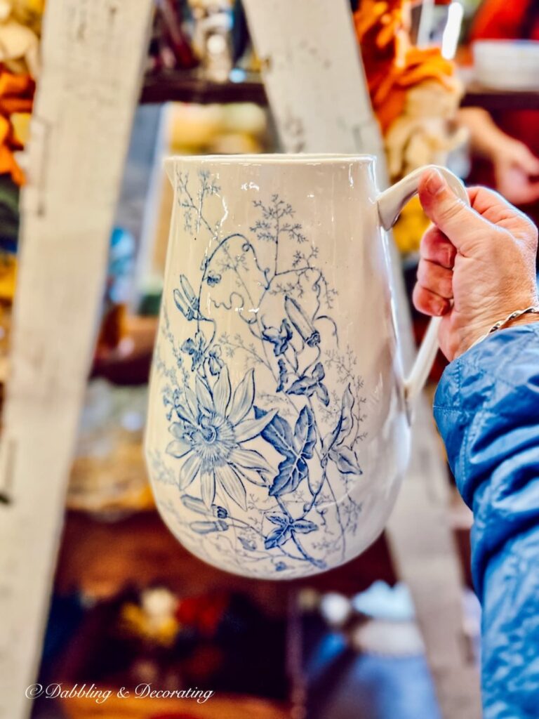 Vintage Blue and White Pitcher