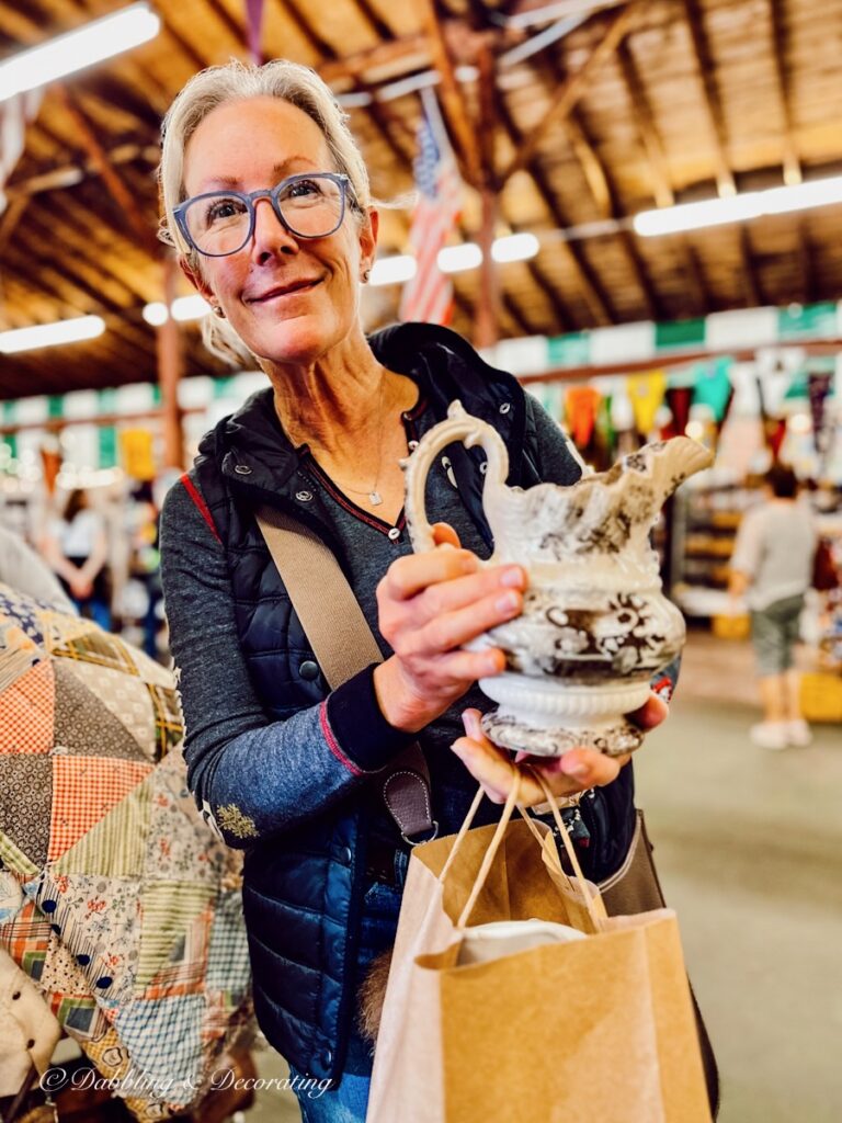 Woman with Vintage Transferware Pitcher