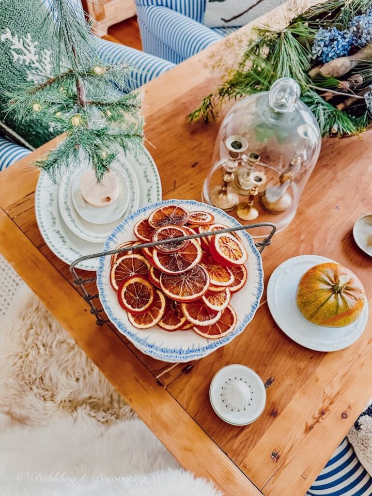 Dried Holiday Oranges on the table.