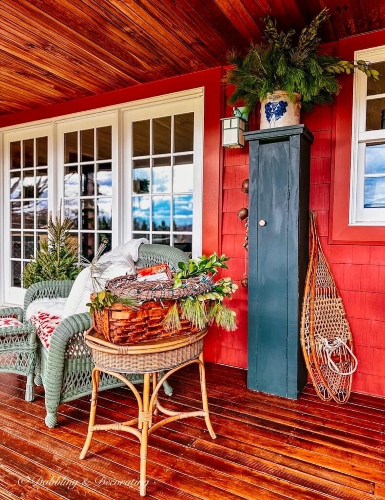 Front Porch Greenery in Antique Crock