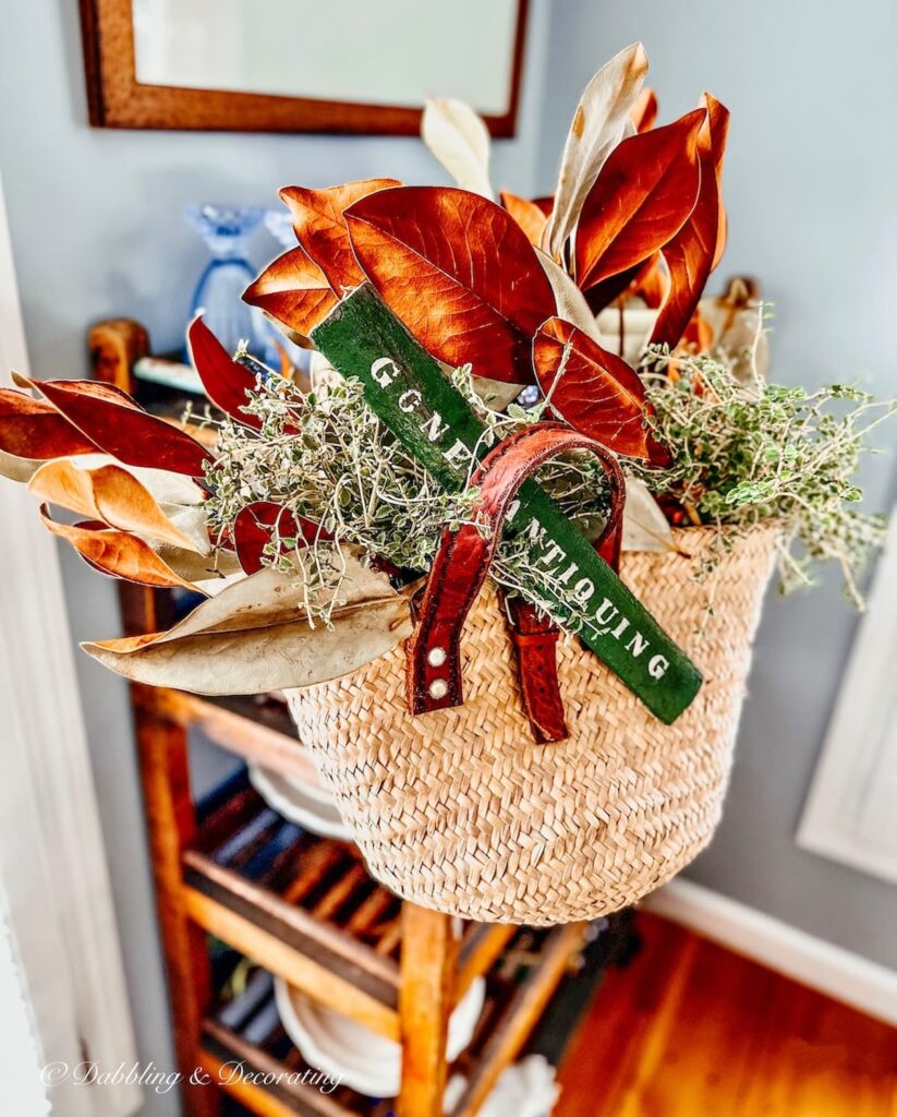 Bermuda Basket with Magnolia Leaves