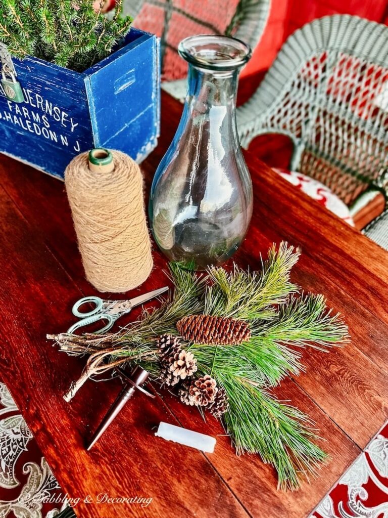 Scandinavian Outdoor DIY Christmas Bottle Materials Needed