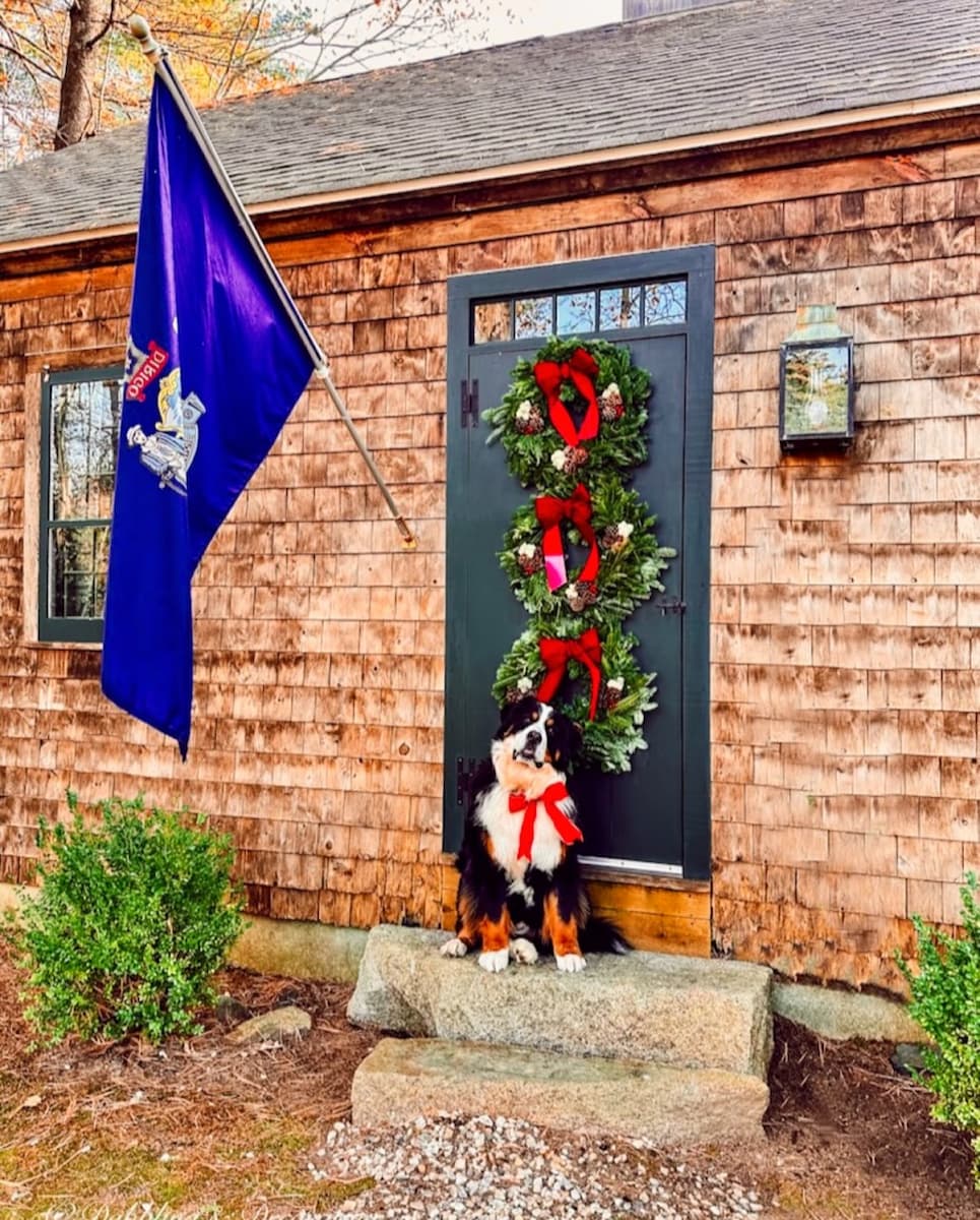 Three 1930s front door Christmas Wreaths on Door