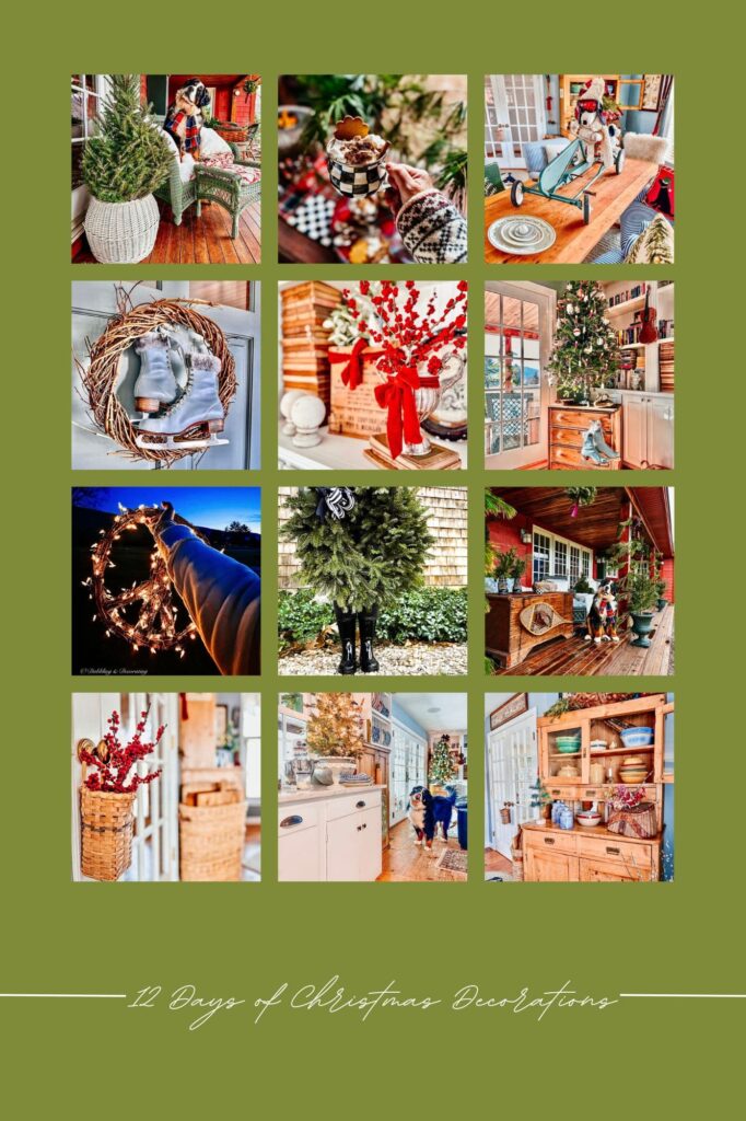 A festive collage featuring a variety of Christmas decorations, capturing the spirit of the 12 Days of Christmas.