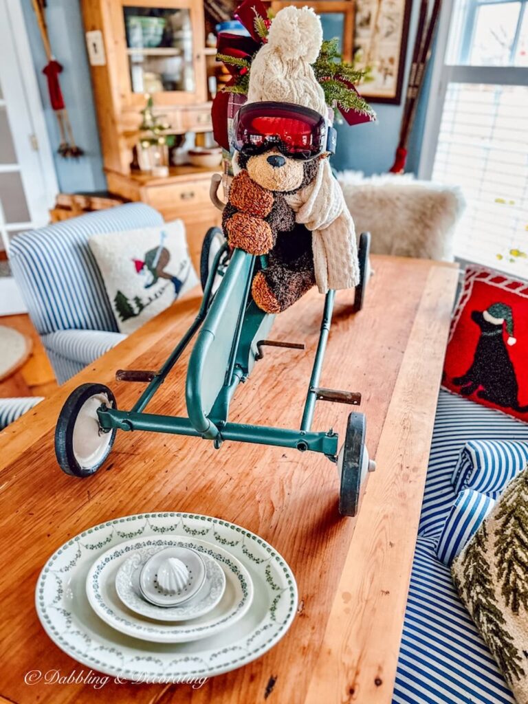 Buggies Go Karts with Bear in Goggles and Hat on Table.