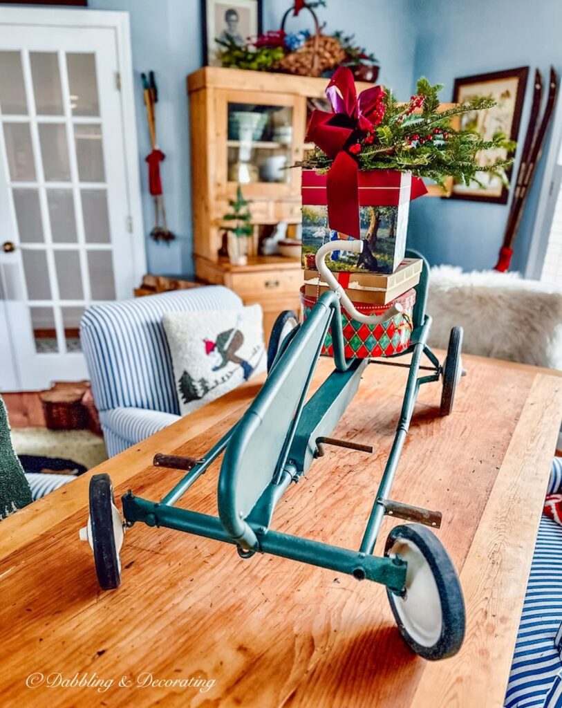 Christmas Go Karts on Dining Room Table
