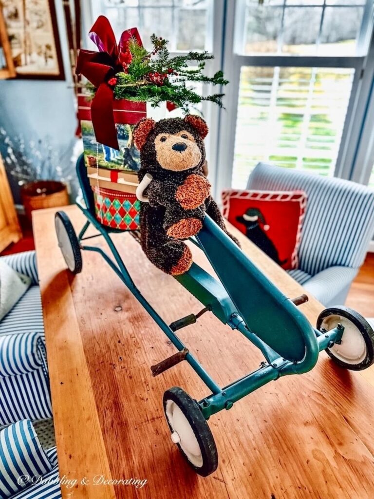 Christmas bear on buggies go karts with packages