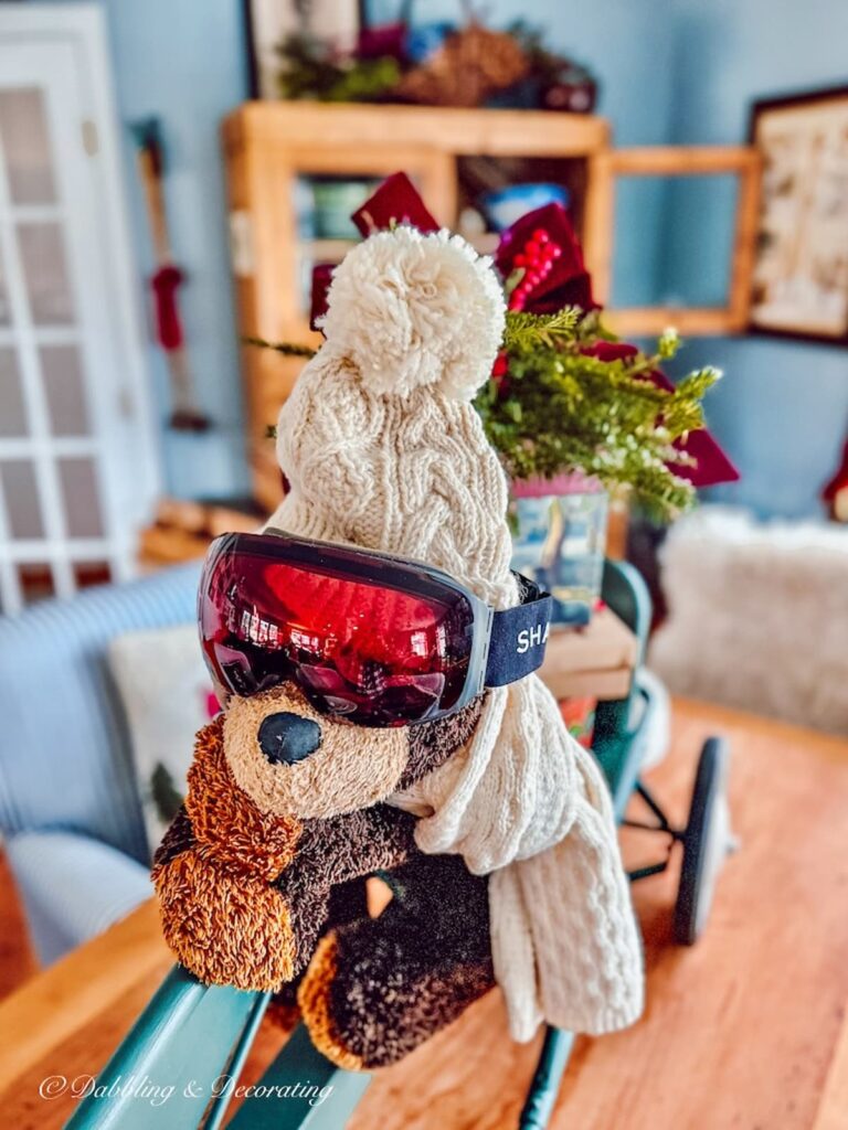 Stuffed Bear with Goggles, Hat, and Scarf on Go Karts