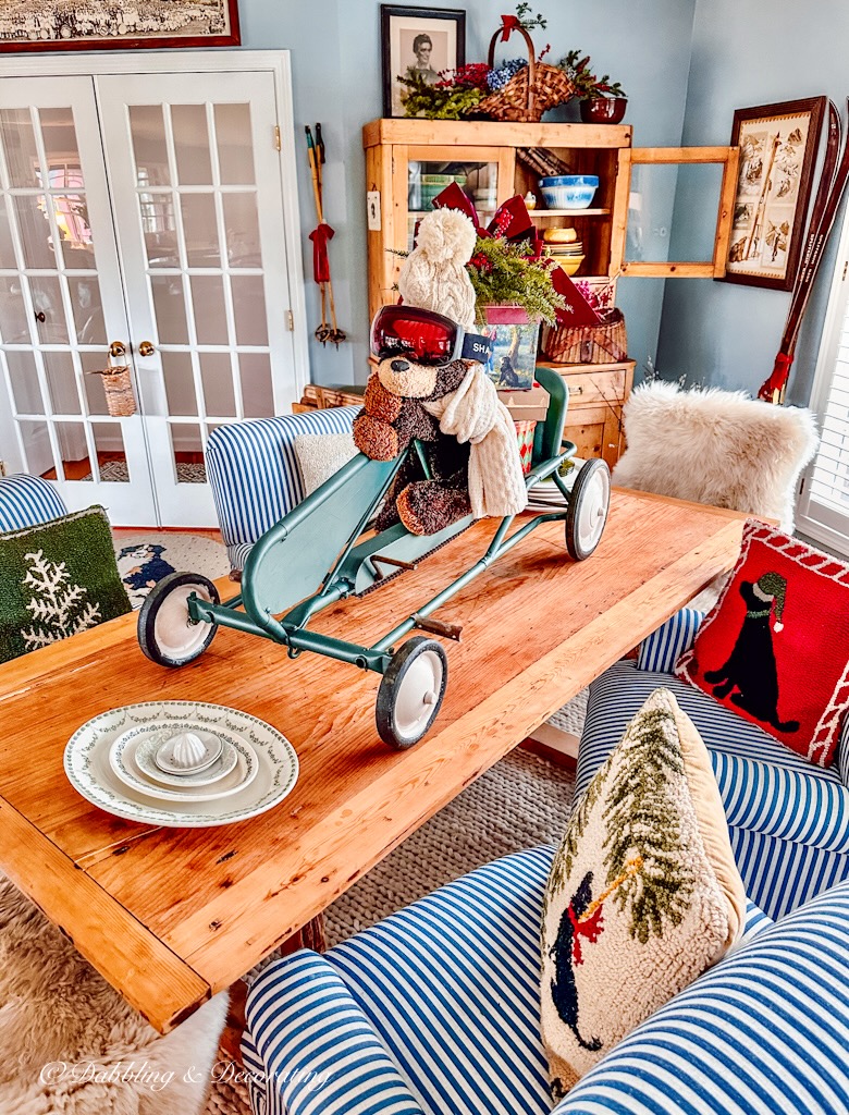 Buggies Go Karts with Bear in Goggles and Hat on Table.