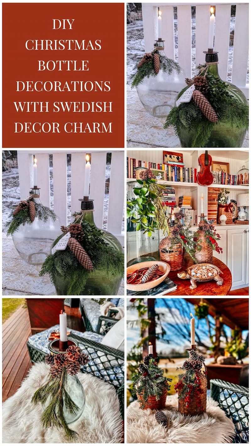DIY Christmas Bottle Decorations with Swedish Decor Charm photo collage