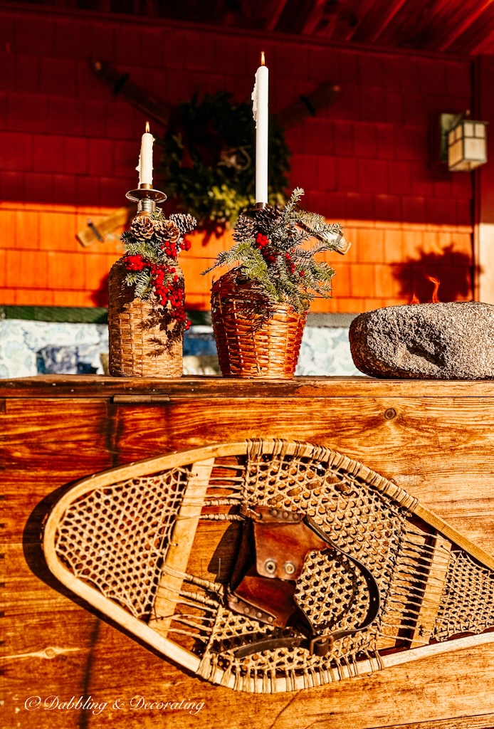 Christmas Bottles on Porch Coffee Table