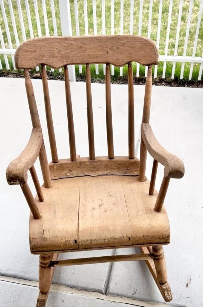 Child's Stripped Wood Rocking Chair Reader's Showcase