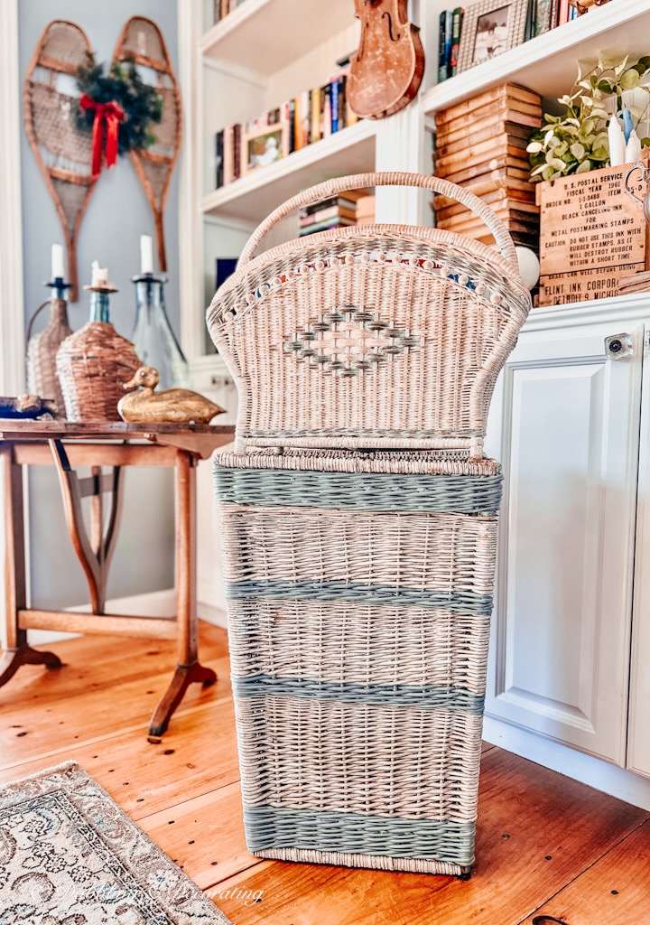 Vintage Baskets in blue and rustic charms