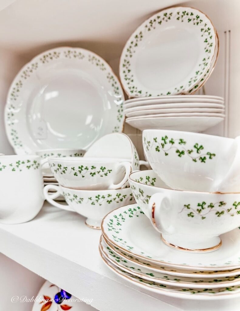 Royal Tara China Collection on Shelf