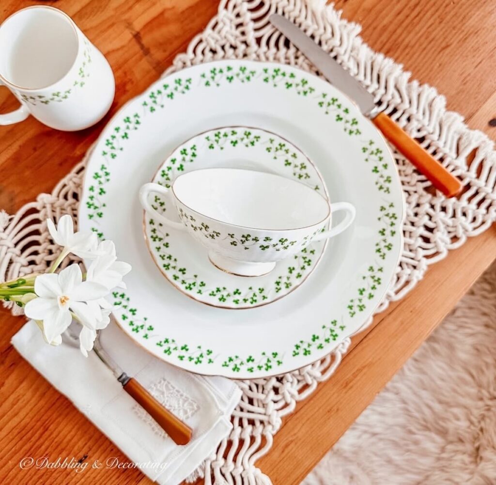 Irish Royal Tara China Place Setting with Bakelite vintage silverware.