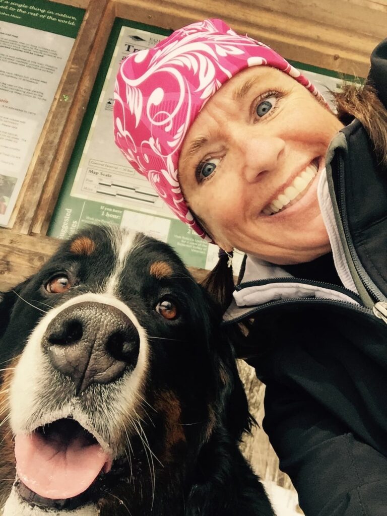 Woman with Bernese Mountain Dog 