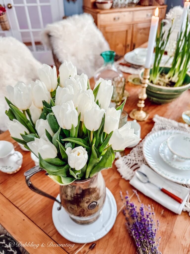 White Tulips Table Centerpiece