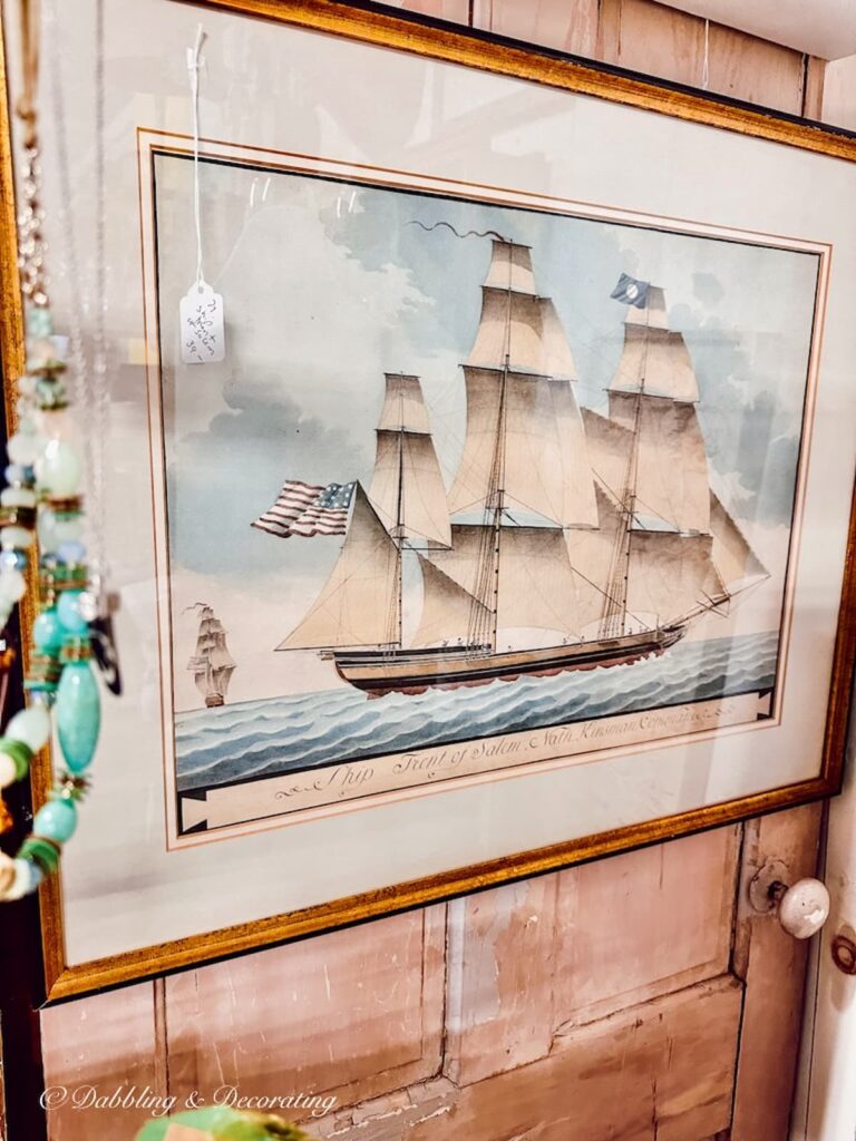 Pastel Ship framed print vintage find