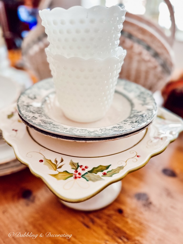 Vintage Milk Glass with Dishes and cake stand: Vintage Finds