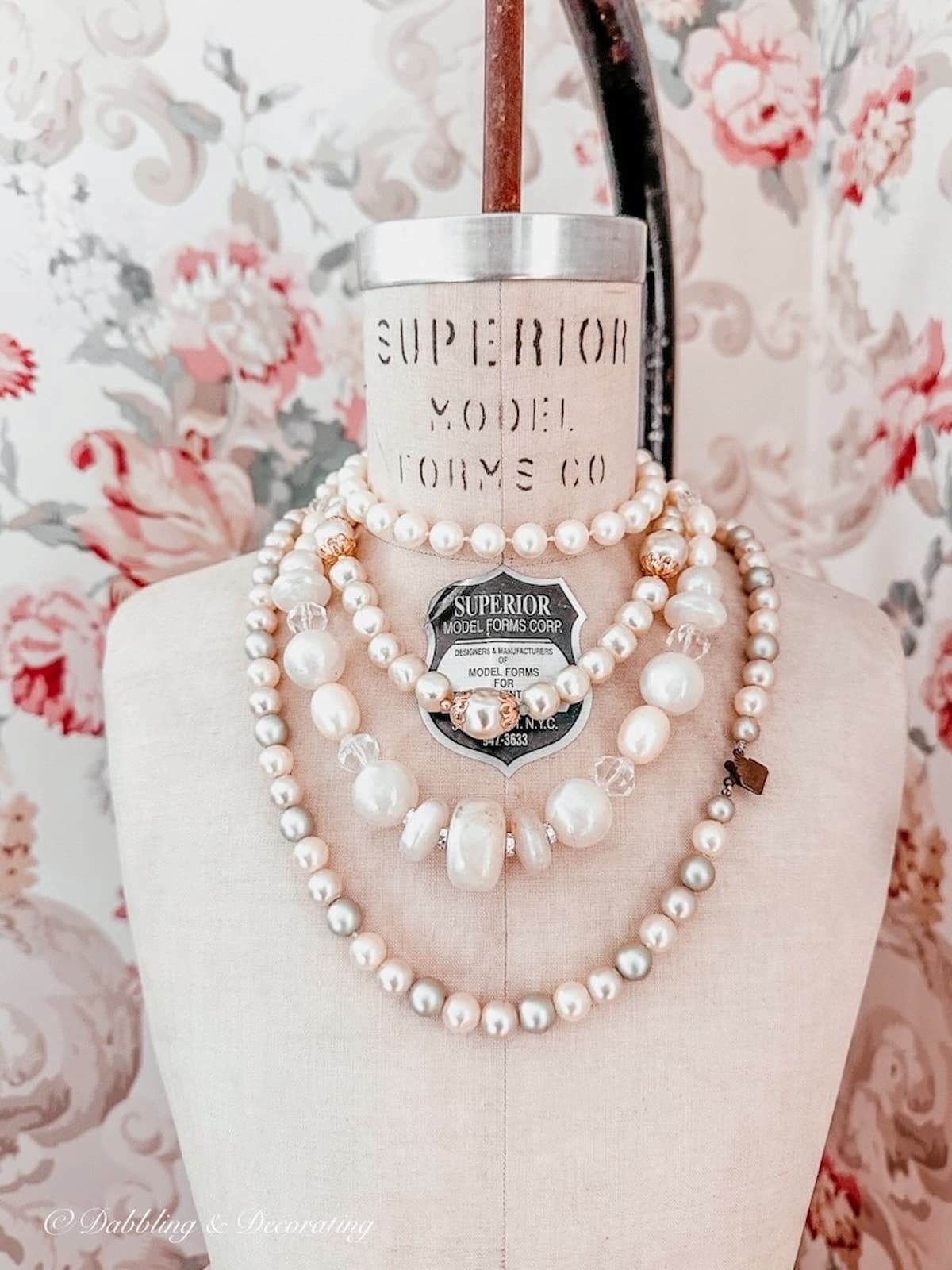 Dress Form Mannequin decorating ideas with Pearls