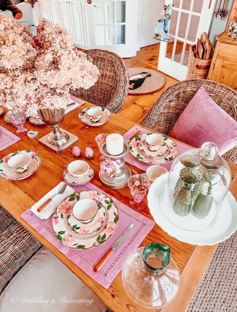 Galentine's Day Brunch Table Setting with Blue ice Skates