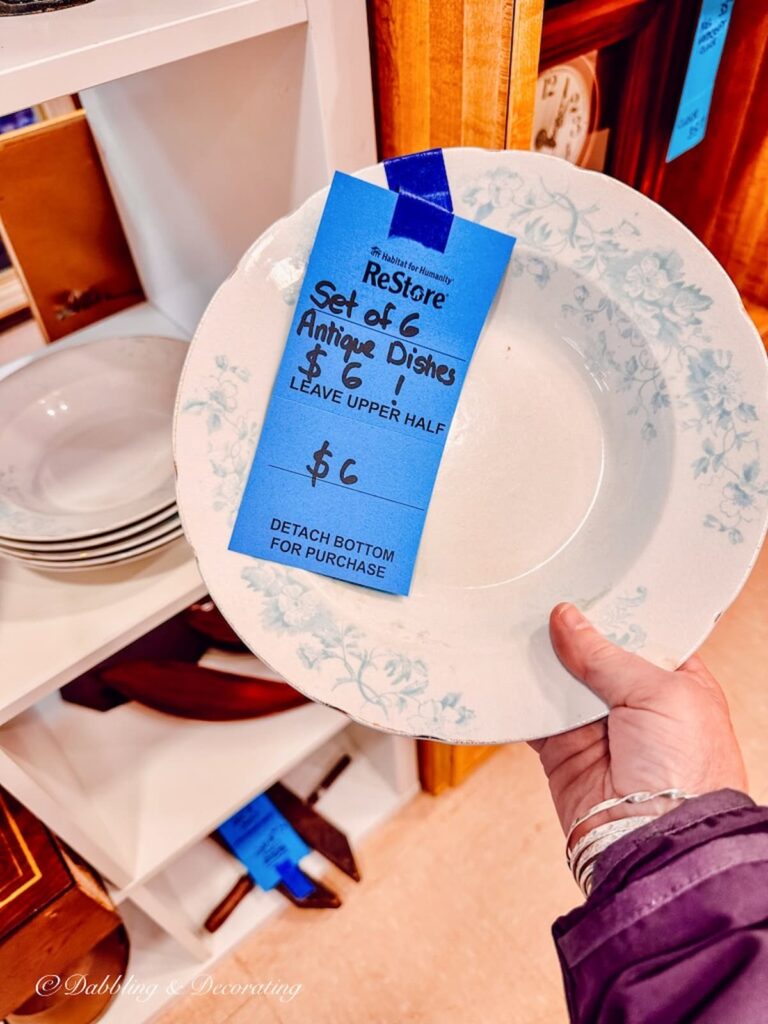 Antique blue and white dinner bowl