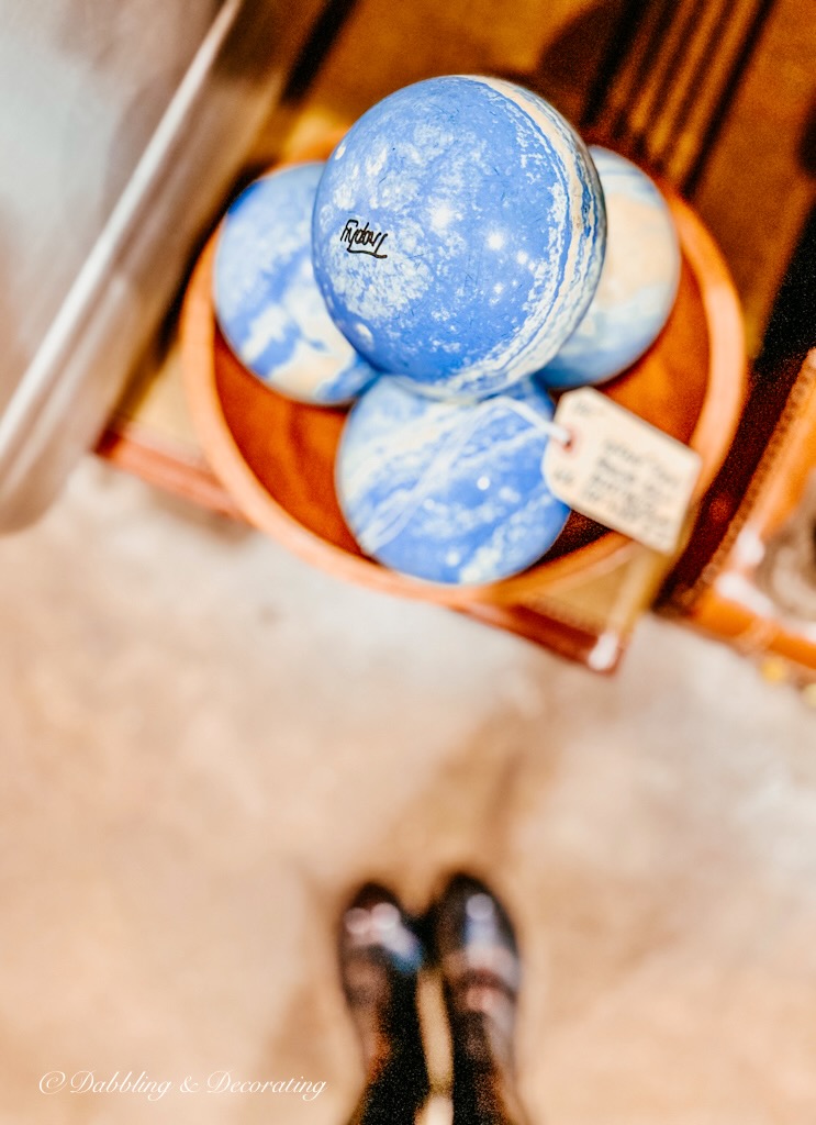 4 Vintage Blue Trophy Bowling Balls