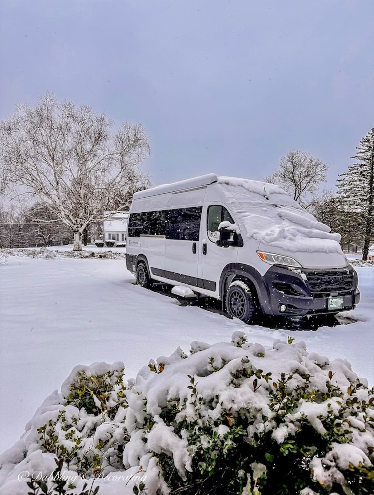 Panoramic RV in the Snow.