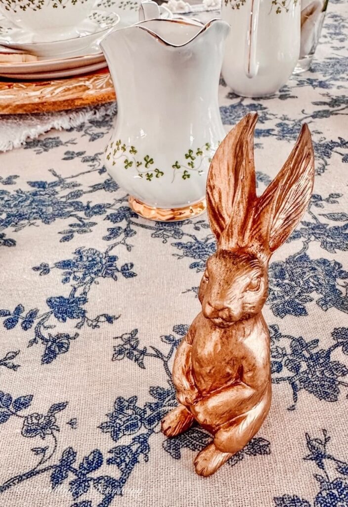 Gold Bunny on St. Patrick's Day Tablescape