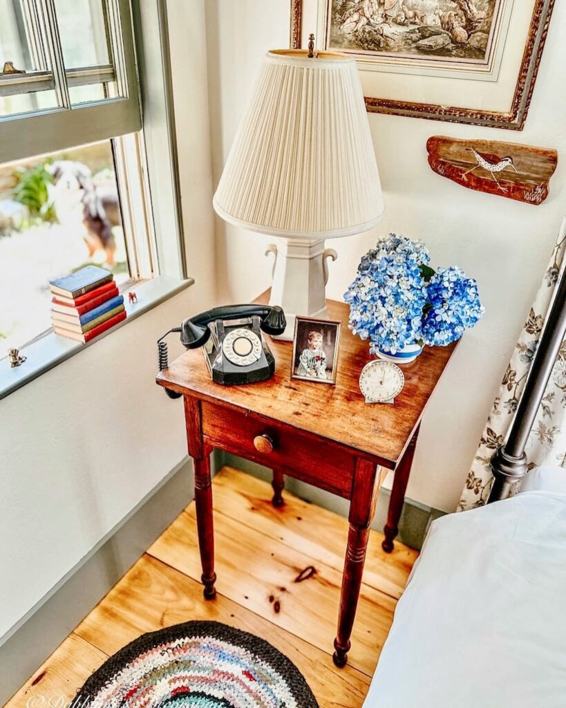 Vintage aesthetic bedroom side table