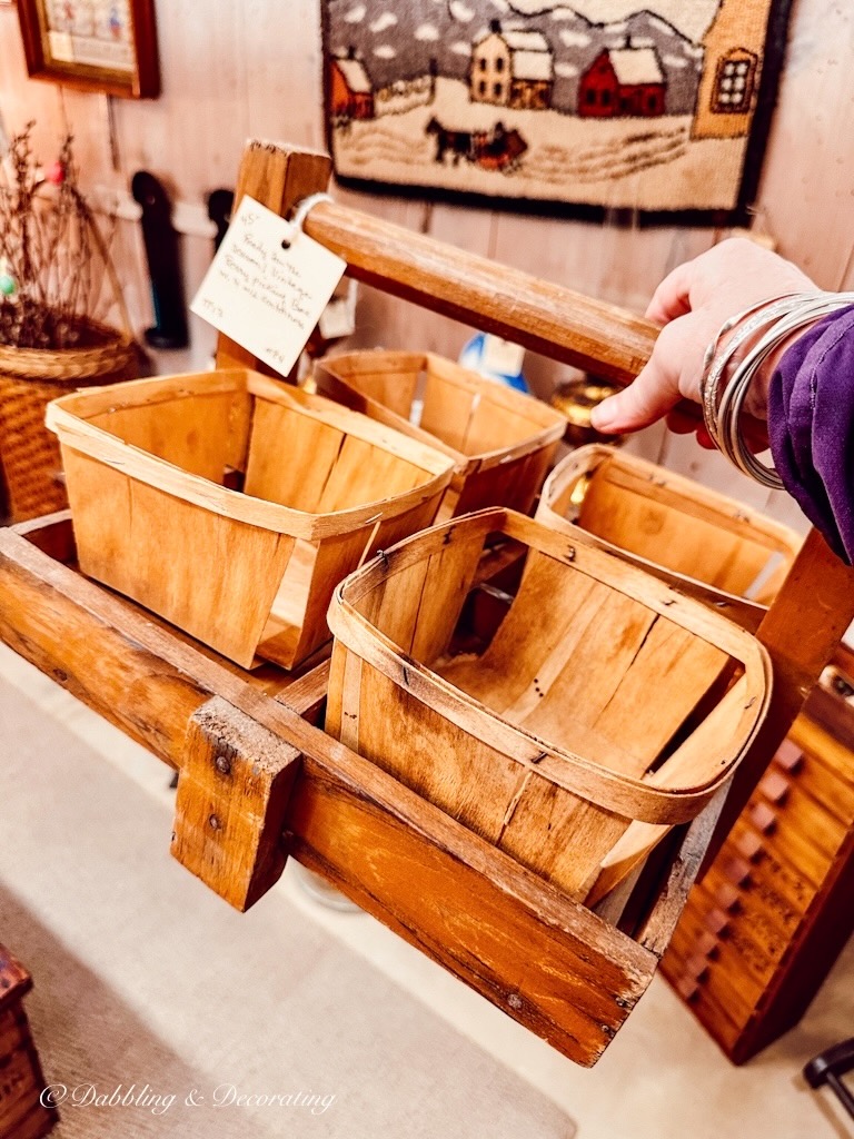 Vintage cottage farmhouse decor gardening box in hand.