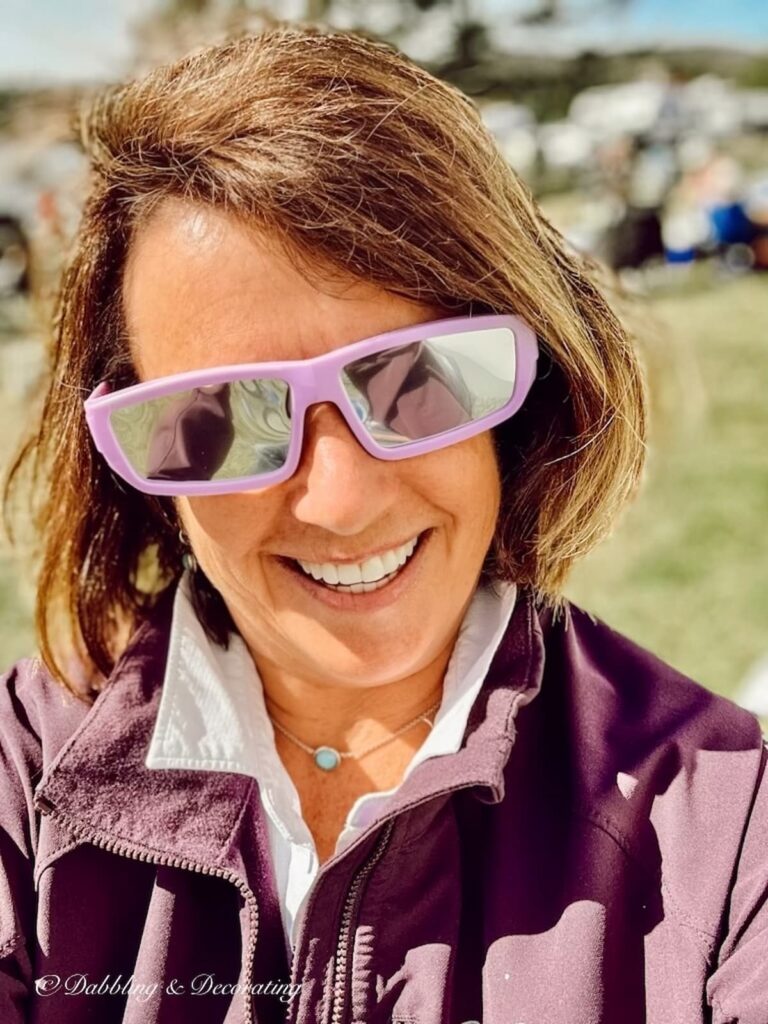 Woman with eclipse glasses