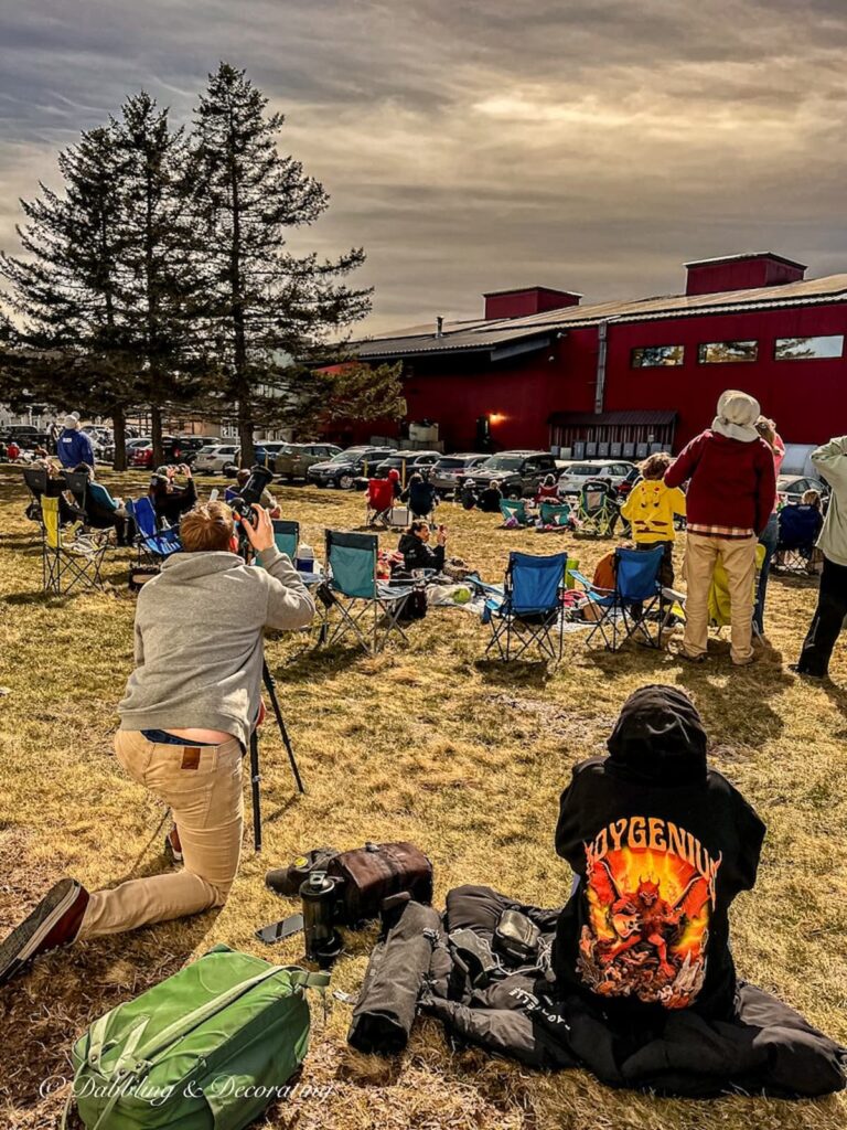 Eclipse 2024 Vermont Landscape and people photographing and observing