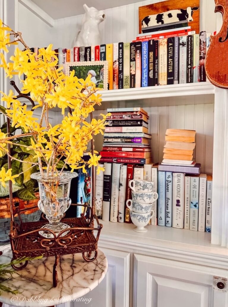 Forsythia in Plant Decor Corner Living Room Book Nook