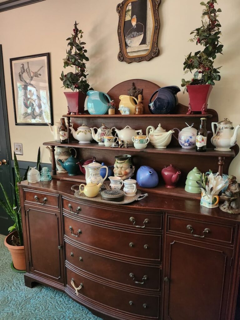 Collected Tea Pot Collection on Side Board