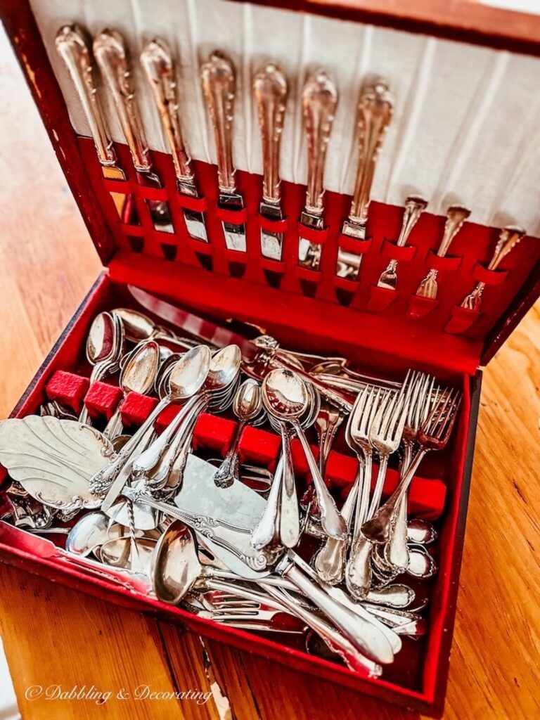 Box of vintage sterling silver cutlery