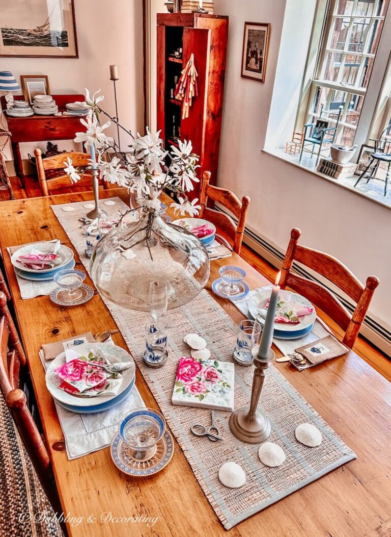 Pink Table Setting Thrifted and Charming in Dining Room